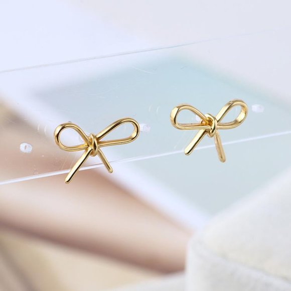 Kate Spade Skinny Mini Bow Gold Stud Earrings - Picture 3 of 6